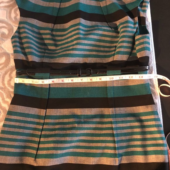 Calvin Klein midi shift Teal striped dress size 4 - Picture 5 of 9